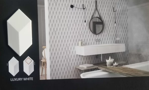 Luxury Rombo 3D White 4×8 Ceramic Wall Tile.