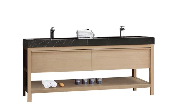 Bibury 72” White Wash Oak Free Standing Modern Bathroom Vanity